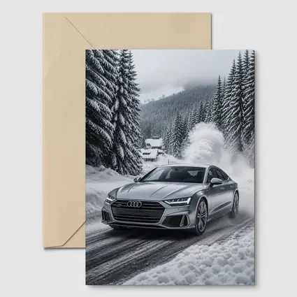 Audi A7 Driving Through Snowy Winter Road