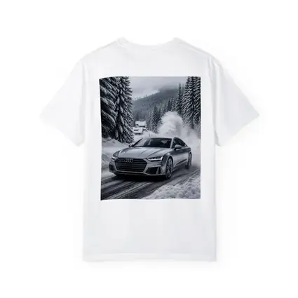 Audi A7 Driving Through Snowy Winter Road