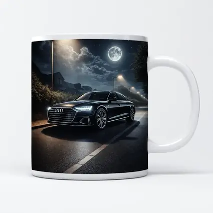 Audi A8 Parked on Moonlit Night Street