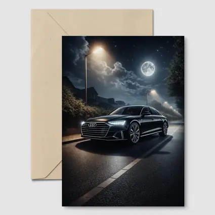 Audi A8 Parked on Moonlit Night Street