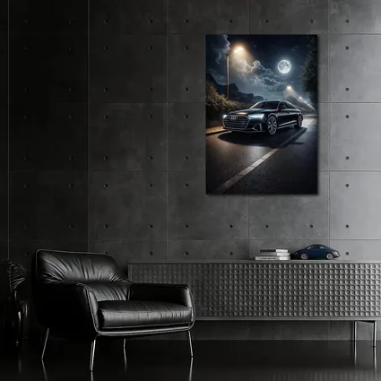 Audi A8 Parked on Moonlit Night Street