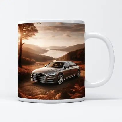 Audi A8 Parked Beside Autumn Forest Lake