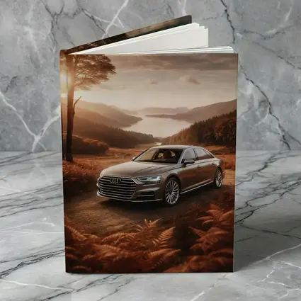 Audi A8 Parked Beside Autumn Forest Lake