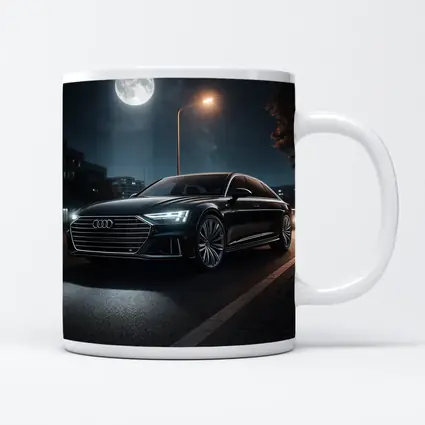 Audi A8 Parked Under Night Moonlight