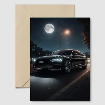 Audi A8 Parked Under Night Moonlight