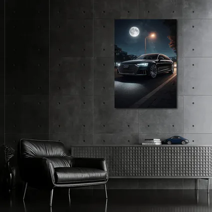 Audi A8 Parked Under Night Moonlight