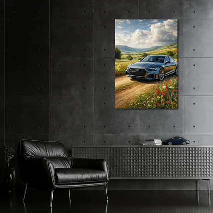 Audi A8 Sedan Countryside Wildflower Field