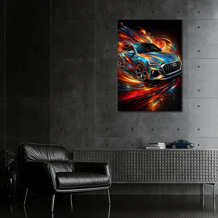Audi Q8 Dynamic Abstract Swirling Flames Art