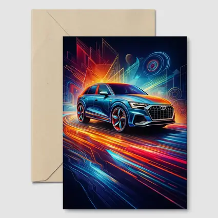 Audi Q8 Neon Abstract Digital Art