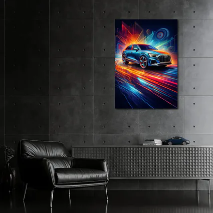 Audi Q8 Neon Abstract Digital Art