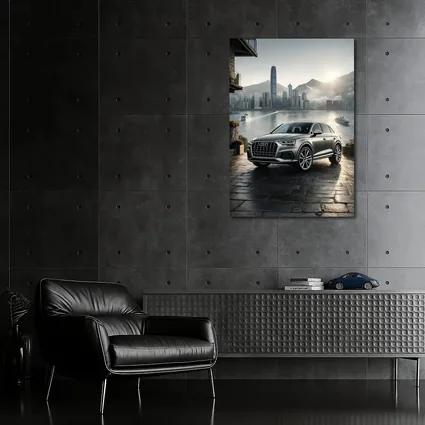 Audi Q7 SUV Hong Kong City Skyline