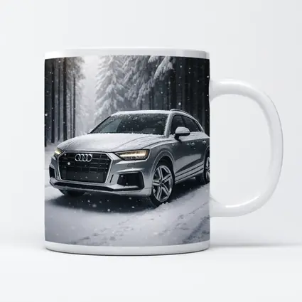 Audi Q7 Silver SUV Snowy Forest