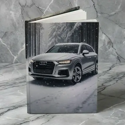 Audi Q7 Silver SUV Snowy Forest