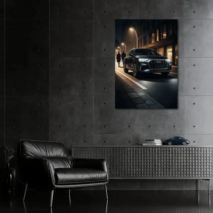 Audi Q3 Black SUV Night City Street