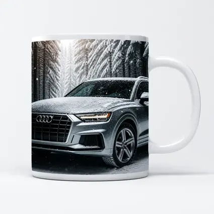 Audi Q7 Silver SUV Snowy Forest