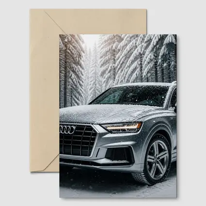 Audi Q7 Silver SUV Snowy Forest