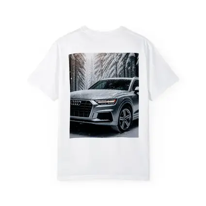Audi Q7 Silver SUV Snowy Forest