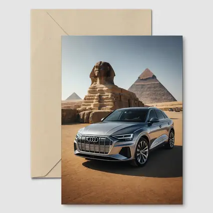 Audi Q8 Silver SUV Egypt Pyramids