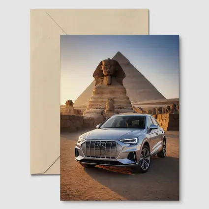 Audi Q8 Silver SUV Egypt Pyramids Sphinx