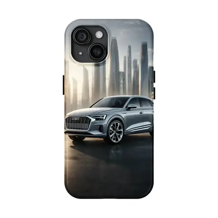Audi Q8 Silver SUV City Skyline