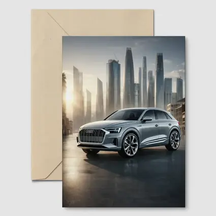 Audi Q8 Silver SUV City Skyline