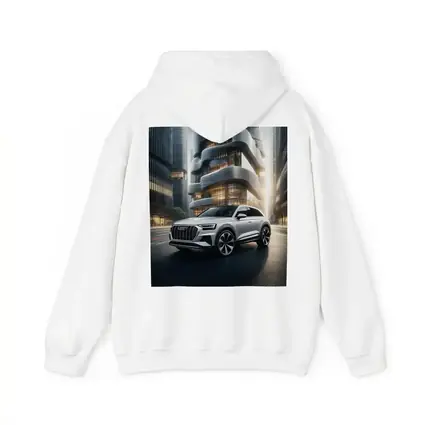 Audi Q8 White SUV Futuristic City
