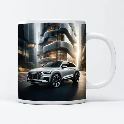 Audi Q8 White SUV Futuristic City