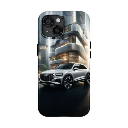 Audi Q8 White SUV Futuristic City