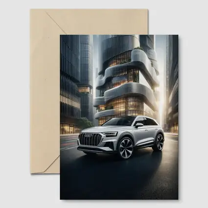 Audi Q8 White SUV Futuristic City