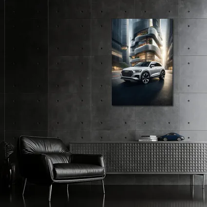 Audi Q8 White SUV Futuristic City