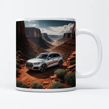 Audi Q7 Silver SUV Red Canyon Desert