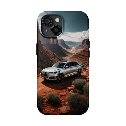 Audi Q7 Silver SUV Red Canyon Desert
