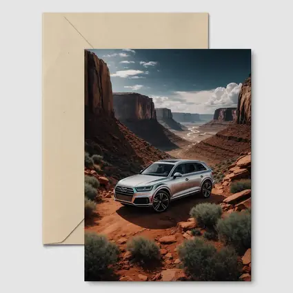 Audi Q7 Silver SUV Red Canyon Desert