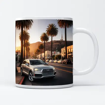 Audi Q7 Silver SUV Los Angeles Sunset