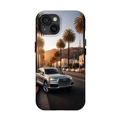 Audi Q7 Silver SUV Los Angeles Sunset