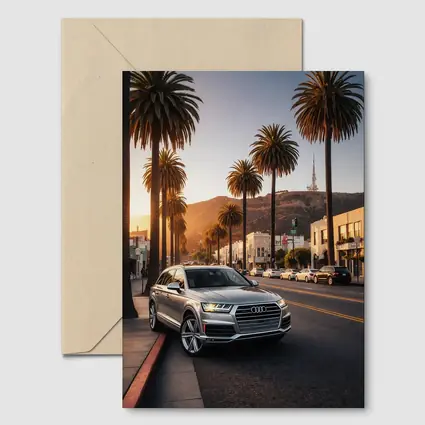 Audi Q7 Silver SUV Los Angeles Sunset