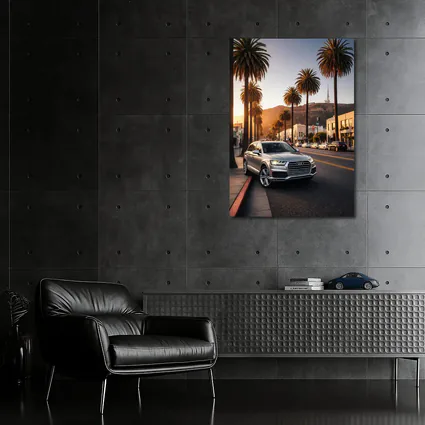 Audi Q7 Silver SUV Los Angeles Sunset
