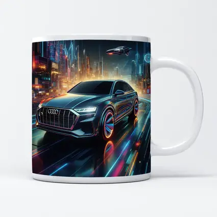 Audi Q8 Neon Futuristic City Night Drive