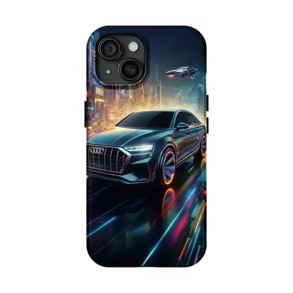 Audi Q8 Neon Futuristic City Night Drive