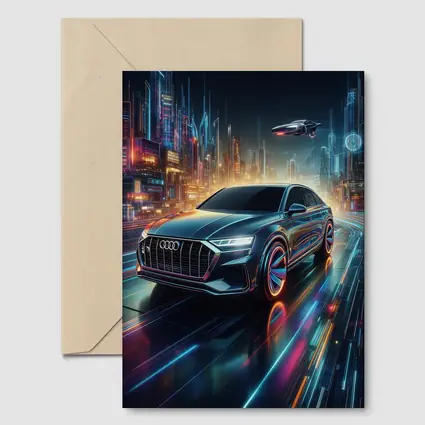 Audi Q8 Neon Futuristic City Night Drive