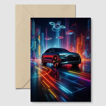 Audi Q8 Neon Futuristic City Night