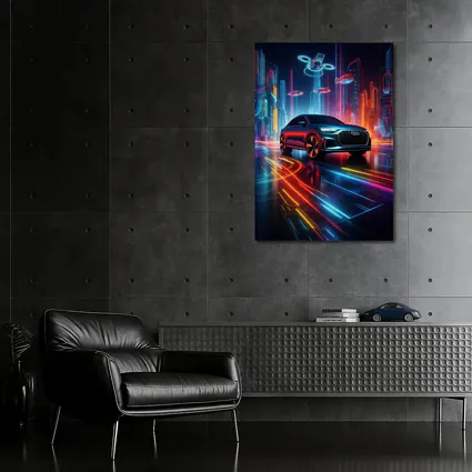Audi Q8 Neon Futuristic City Night