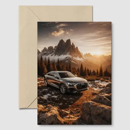 Audi Q8 Parked At Mountain Sunset