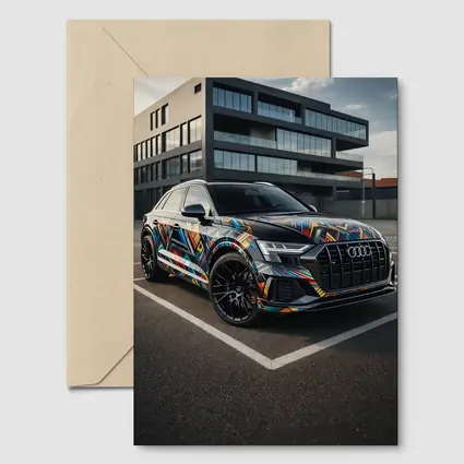 Audi Q8 Colorful Wrap Urban Parking Lot