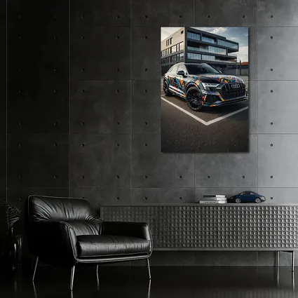 Audi Q8 Colorful Wrap Urban Parking Lot