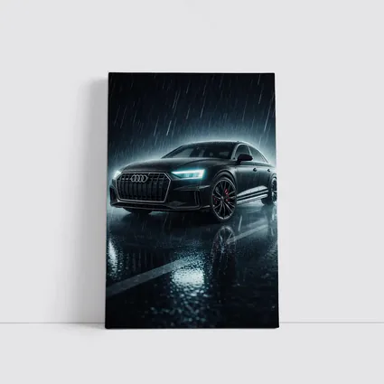 Audi A8 Black Sedan Rainy Night Street