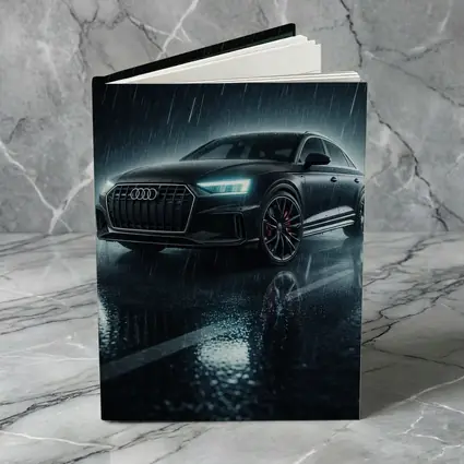 Audi A8 Black Sedan Rainy Night Street