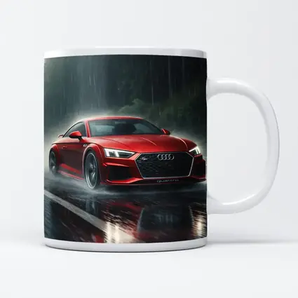 Audi R8 Quattro Red Rainy Road Drive