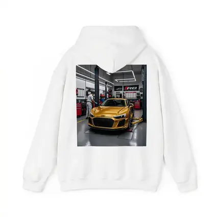 Audi R8 Gold Supercar In Auto Workshop