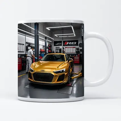 Audi R8 Gold Supercar In Auto Workshop